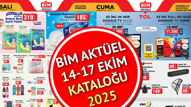 SATIŞA ÇIKIYOR! BİM 14-17 EKİM KATALOĞU 2025 ??- İNDİRİMLİ ÜRÜNLER BİM AFİŞİ || Bu hafta bim’e gelecek ürünler neler? Bim aktüel broşürü Hindiba Kahvesi, X Şarjlı Süpürge 5.490 TL, Araç İçi Telefon Tutucu 110 TL, Eğitici Köpekçik 1.290 TL’den raflara geliyor!